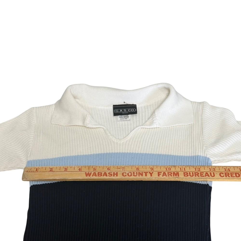G.A.S.CO. Womens Vintage Y2K Ribbed Knit Colorblock Polo Mini Dress Medium Retro - Picture 4 of 7